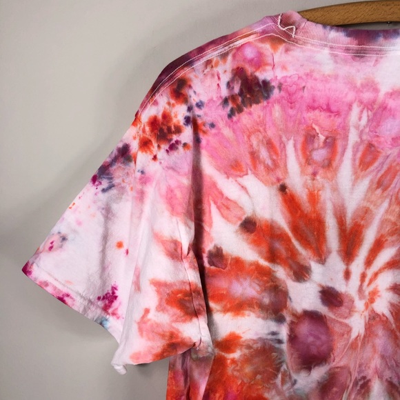 NEW Tie Dye Hand Dyed Colorful Tee Short sleeve Crewneck Shirt Cotton 842 - Picture 10 of 11